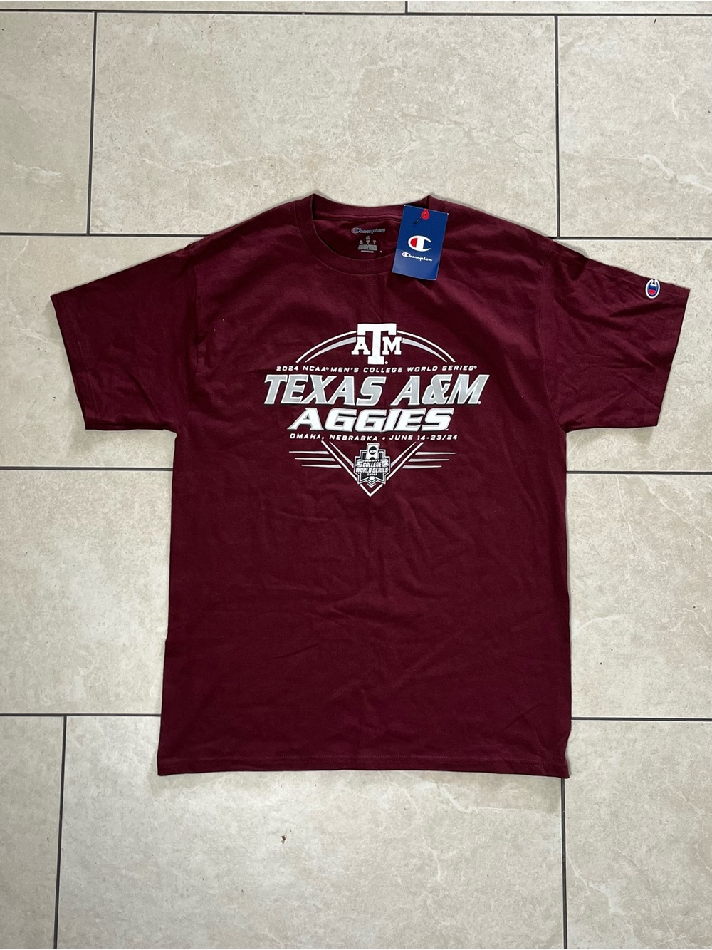 Texas A&M Champion Men’s 2024 NCAA College World Series T-Shirt Size Medium